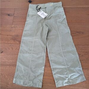 NWT Zara kids Striped Green and White Pants 10